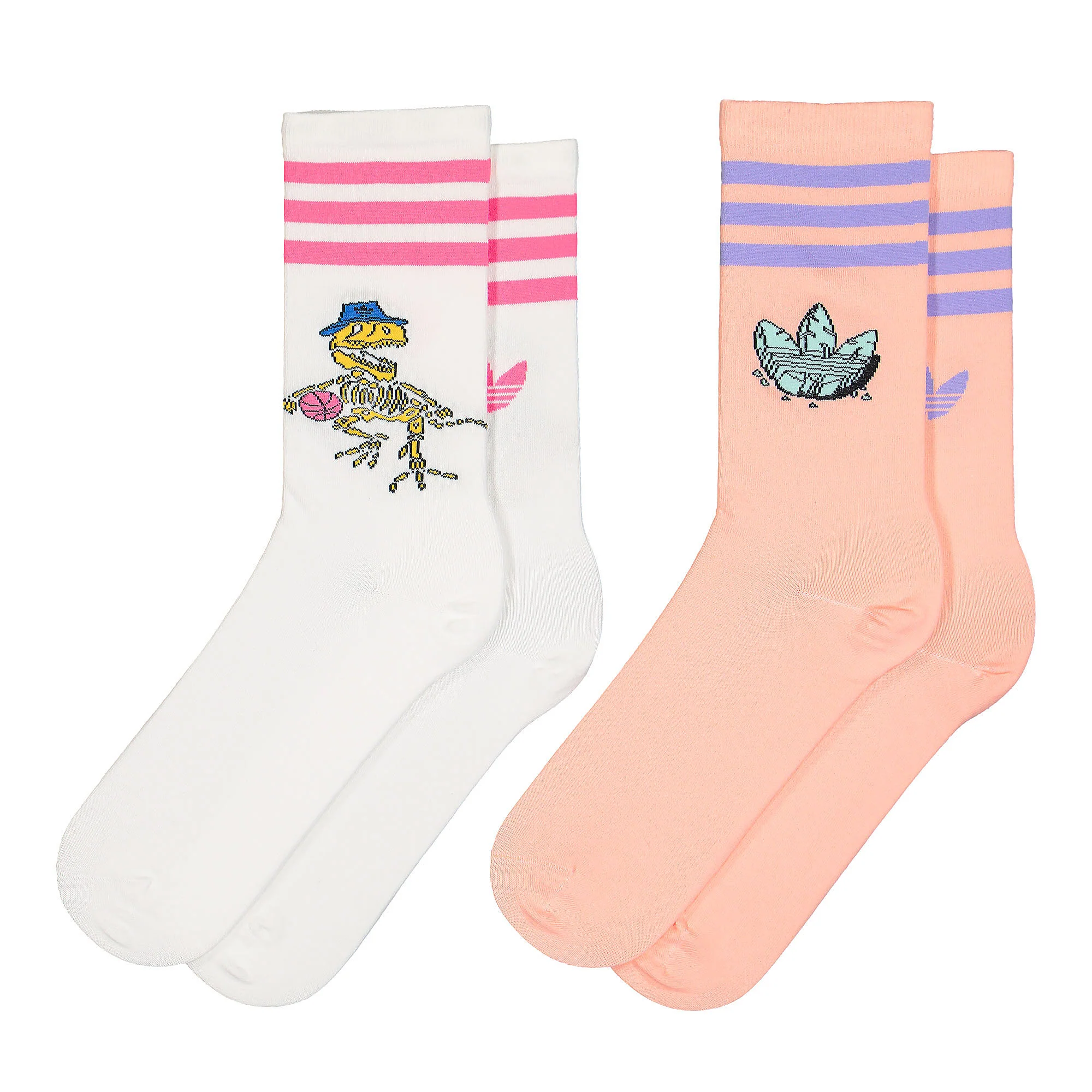 Adidas Originals Crew Socks Unisex 2 Pack Bright Light Pink/White