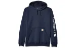 Carhartt K288 Logo Print Letter Pullover Fleece Lined Casual Sports, Winter Sweatshirt Men's Dark Blue