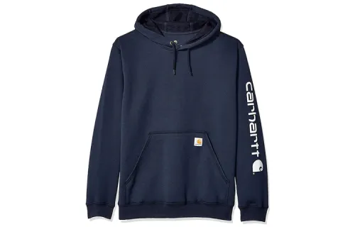 Carhartt K288 Logo Print Letter Pullover Fleece Lined Casual Sports, Winter Sweatshirt Men's Dark Blue