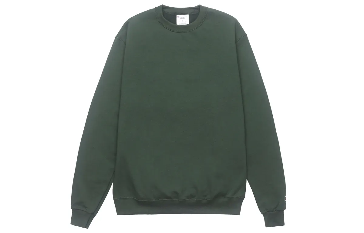 Champion Pullover Cuff Single Label Fleece Lined Crew Neck Sweatshirt US Version Unisex Green