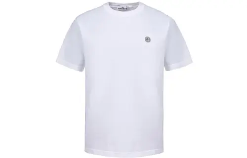 STONE ISLAND T Shirts Men's White Crew Neck Moderate Straight Fit