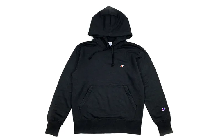Champion Small Logo Fleece Lined Pullover Sweatshirt Japan Version Unisex Black