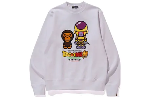 BAPE x Dragonball Super Golden Frieza Crewneck Dragon Ball Super joint Q version Golden Frieza printed crewneck sweatshirt, same style for men and women, white