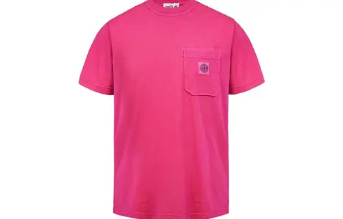 STONE ISLAND T Shirts Men's Fuchsia Crew Neck Moderate Straight Fit