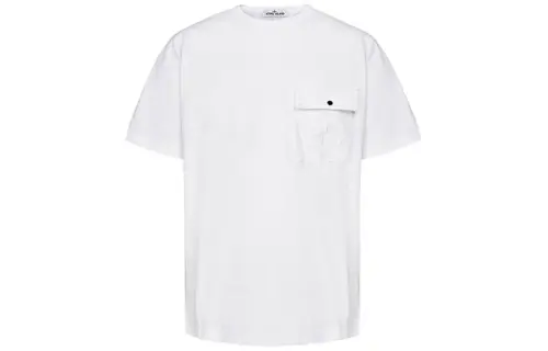 STONE ISLAND T Shirts Men's White Crew Neck Moderate Straight Fit