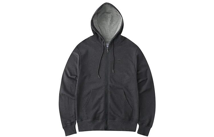 Champion Double Label Zippers Fleece Lined Sweatshirt US Version Unisex Dark Gray