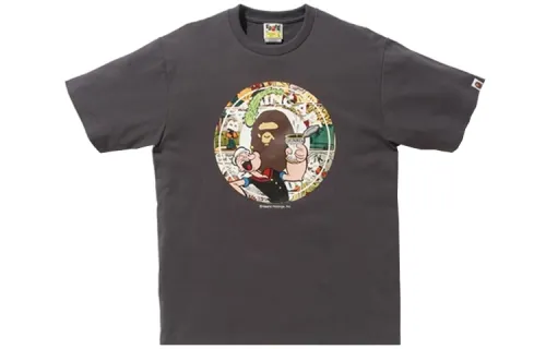 A BATHING APE Bape T Shirts Unisex Dark Gray Crew Neck Moderate Straight Fit