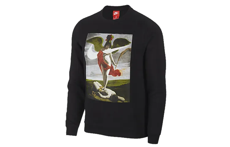 Nike Sweatshirts Men's Black Crew Neck Moderate Regular