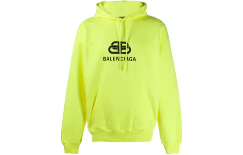 Balenciaga Sweatshirts Men's Fluorescent Yellow Hooded Moderate Regular