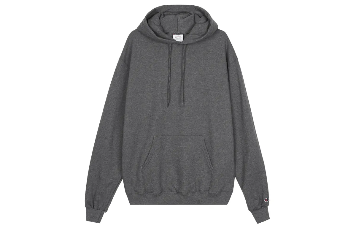 Champion Cuff Single Label Fleece Lined Pullover Sweatshirt US Version Unisex Dark Gray