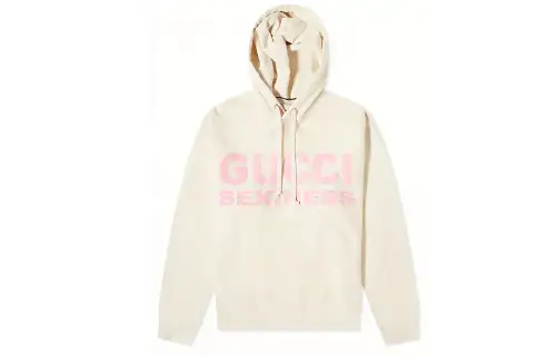 GUCCI Sweatshirts Men's Ecru Hooded Moderate Regular
