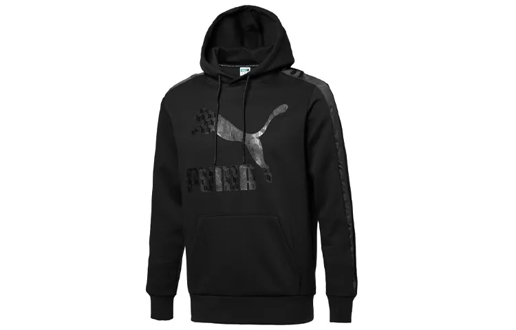 PUMA Sweatshirts Men's Black Hooded Moderate Straight Fit