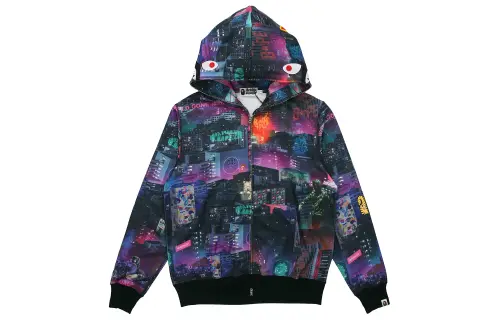 Bape Neon Tokyo Shark Wide Full Zip Hoodie