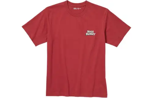 UNIQLO T Shirts Unisex Red Crew Neck Moderate Straight Fit
