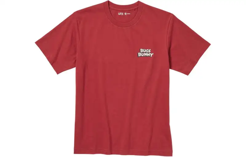 UNIQLO T Shirts Unisex Red Crew Neck Moderate Straight Fit