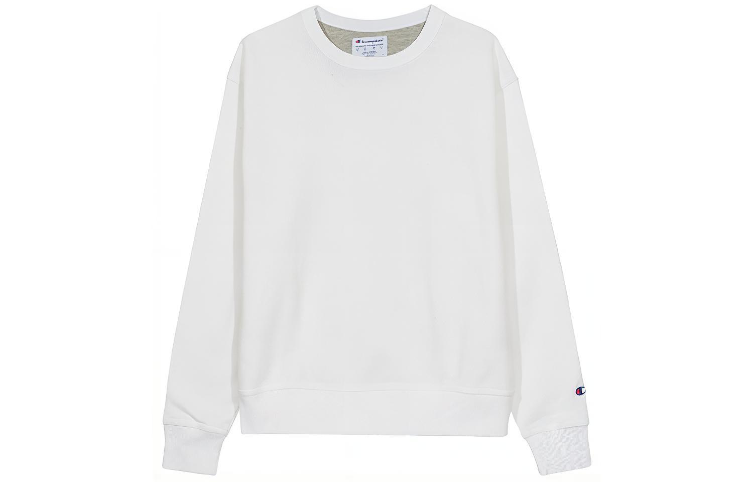 Champion Double Logo Embroidery Armbands Chest Logo Pullover Fleece Lined Crew Neck Sweatshirt US Version