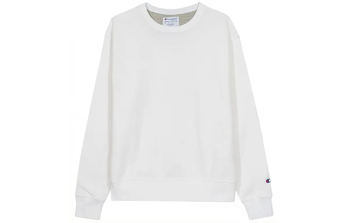 Champion Double Logo Embroidery Armbands Chest Logo Pullover Fleece Lined Crew Neck Sweatshirt US Version