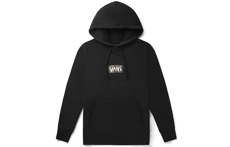 Vans Back Print Pullover Fleece Lined Cleanfit American Casual Versatile Sweatshirt Men's Black