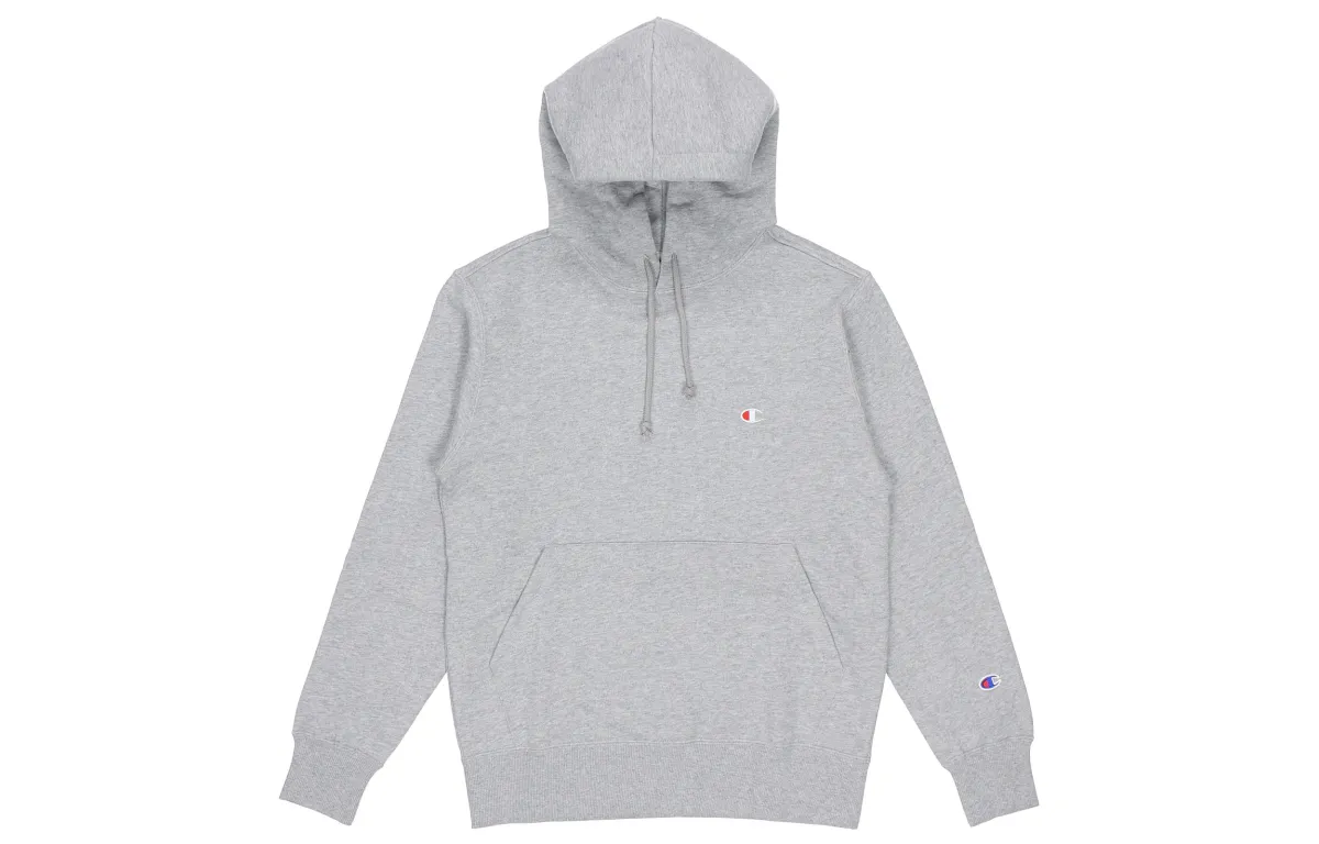 Champion Fleece Lined Pullover Sweatshirt Japan Version Unisex Light Gray