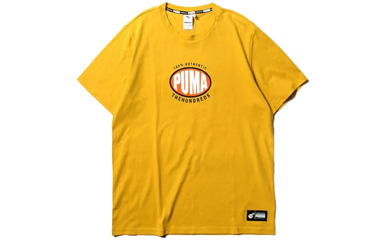 PUMA X The Hundreds Yellow Shirt T-Shirts Men's Crew Neck Moderate Heavyweight