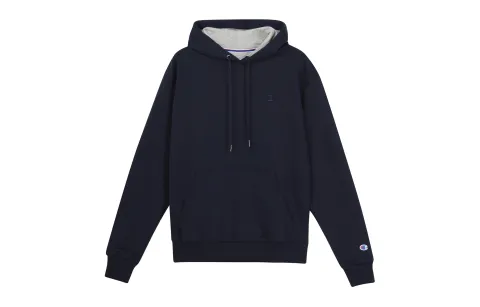 Champion Chest Cuff Double Logo Hooded Fleece Lined Pullover Sweatshirt US Version Unisex Navy Blue