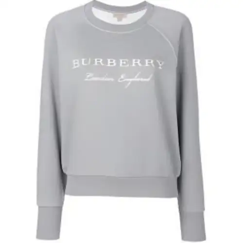 Burberry Logo Embroidery Fleece Lined Sweatshirt Unisex Gray