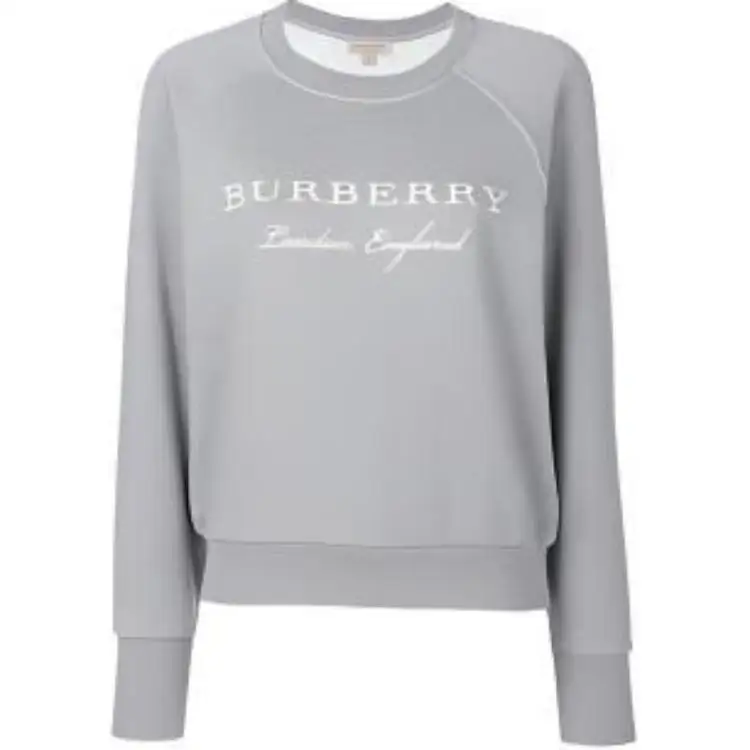 Burberry Logo Embroidery Fleece Lined Sweatshirt Unisex Gray