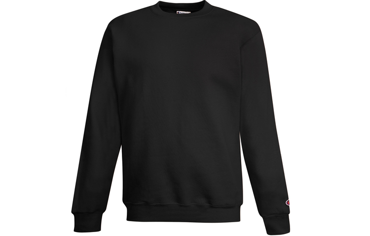 Champion Cuff Single Label Without Hood Fleece Lined Crew Neck Sweatshirt US Version Unisex Black