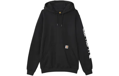 Carhartt K288 Logo Print Letter Fleece Lined Casual Pullover Sports Hooded Sweatshirt Men's Black