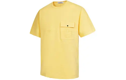 STONE ISLAND T Shirts Men's Yellow Crew Neck Moderate Straight Fit