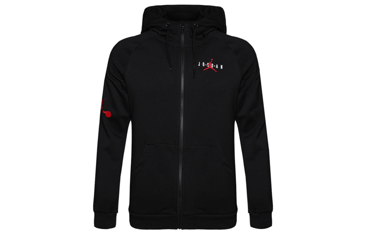 Jordan Sports warm hoody for leisure with zipper, jacket, black sweatshirt