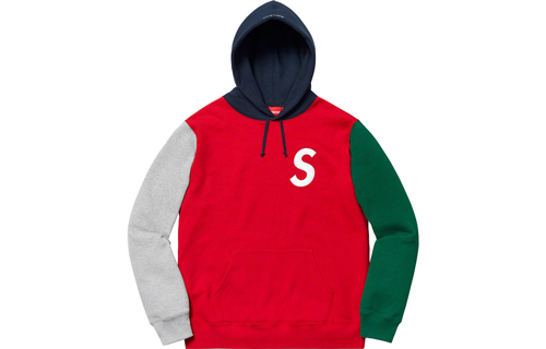 Худи Supreme SS19 S Logo Colorblocked Hooded Sweatshirt Red (красный) — фото 1