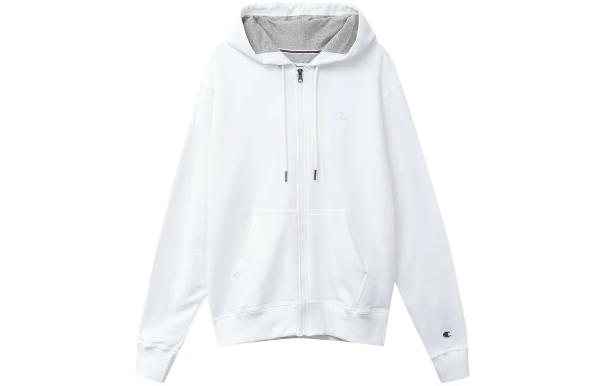 Champion Double Logo Embroidery Zippers Hooded Fleece Lined Sweatshirt Jacket US Version Unisex