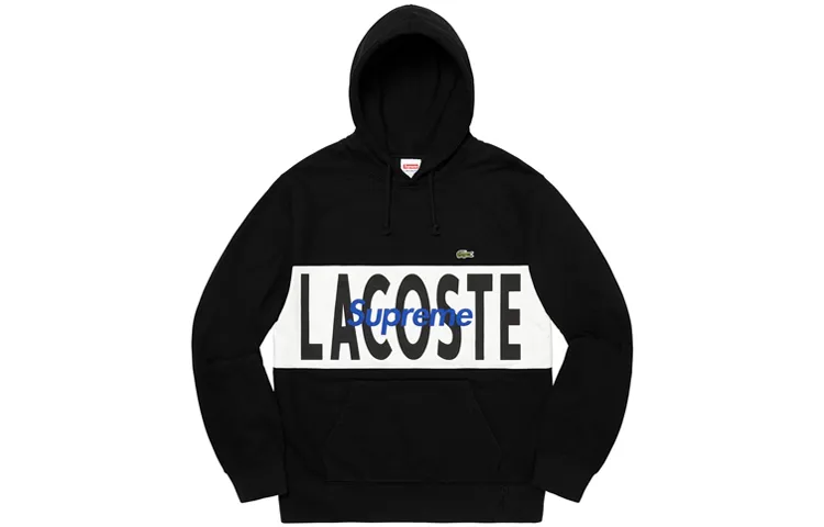 Supreme X Lacoste Logo Panel Hooded Sweatshirt