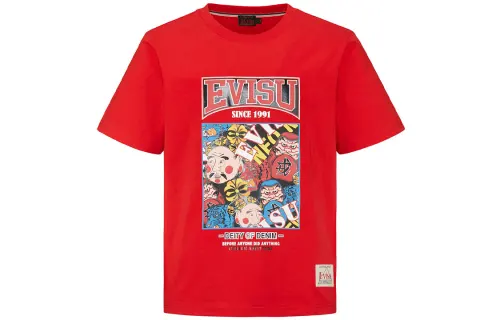 EVISU Crew Neck Fitted Straight Fit Short Sleeved T Shirt Men's