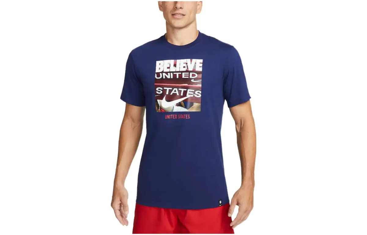 Nike T-Shirts Men's Dark Blue Crew Neck Moderate