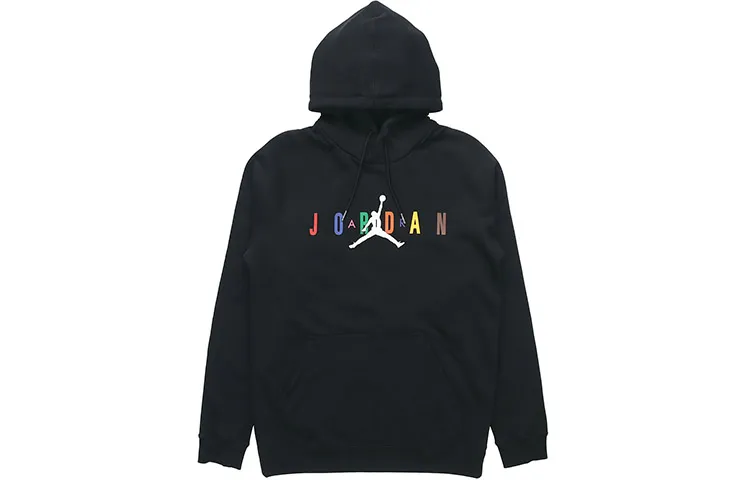 Jordan Air Sport DNA HBR Applique Pattern Fleece Lined Knitted Fabric Pullover Sweatshirt Men's Black