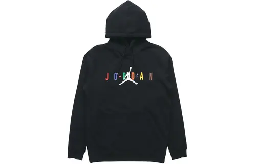Jordan Air Sport DNA HBR Applique Pattern Fleece Lined Knitted Fabric Pullover Sweatshirt Men's Black