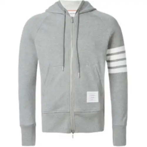 THOM BROWNE Tom Brown Gray IVY BOY classic four-stripe zipper cardigan hooded sweatshirt for men