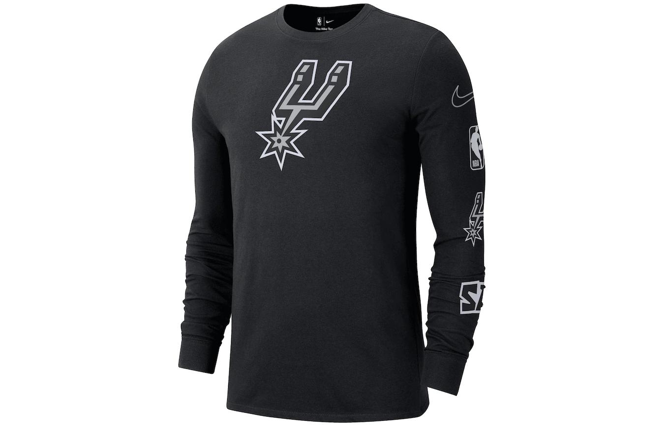 Nike Nike x NBA joint model city version 22-23 season San Antonio Spurs geometric pattern printed round neck long-sleeved T-shirt men's black