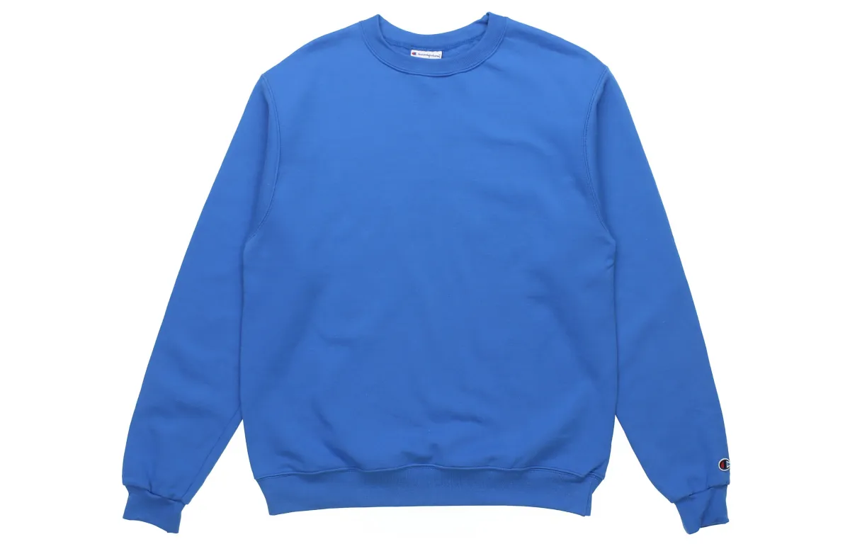 Champion Cuff Single Label Without Hood Fleece Lined Crew Neck Pullover Sweatshirt US Version Unisex Royal Blue