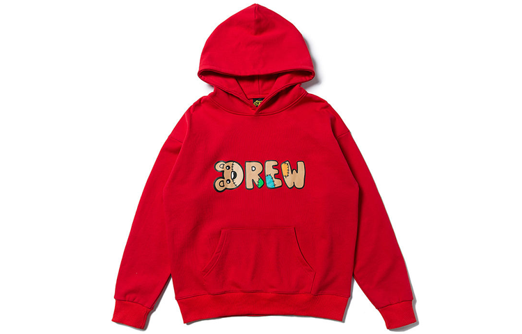 Drew House Letter Logo Series Flame Letter Logo Fleece Lined Sweatshirt Unisex Red
