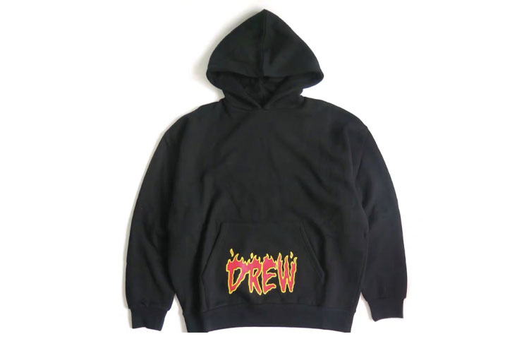 Drew House Letter Logo Series Flame Letter Logo Fleece Lined Sweatshirt Unisex Black