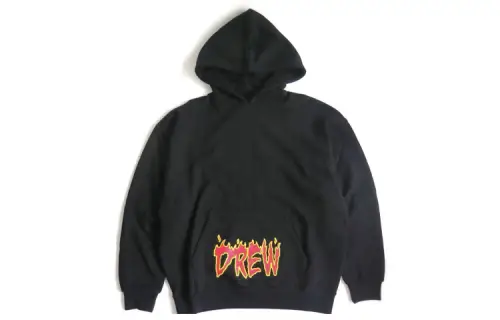 Drew House Letter Logo Series Flame Letter Logo Fleece Lined Sweatshirt Unisex Black