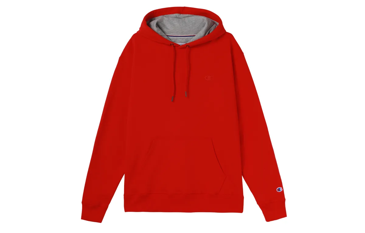 Champion Chest Cuff Double Logo Fleece Lined Hoodie Sweatshirt US Version Unisex Red