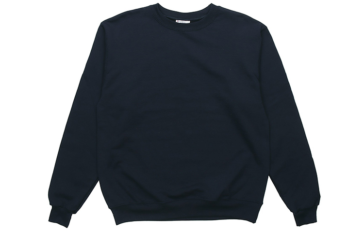 Champion Cuff Single Label Without Hood Fleece Lined Pullover Crew Neck Sweatshirt US Version Unisex Navy Blue