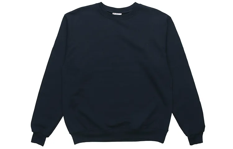 Champion Cuff Single Label Without Hood Fleece Lined Pullover Crew Neck Sweatshirt US Version Unisex Navy Blue