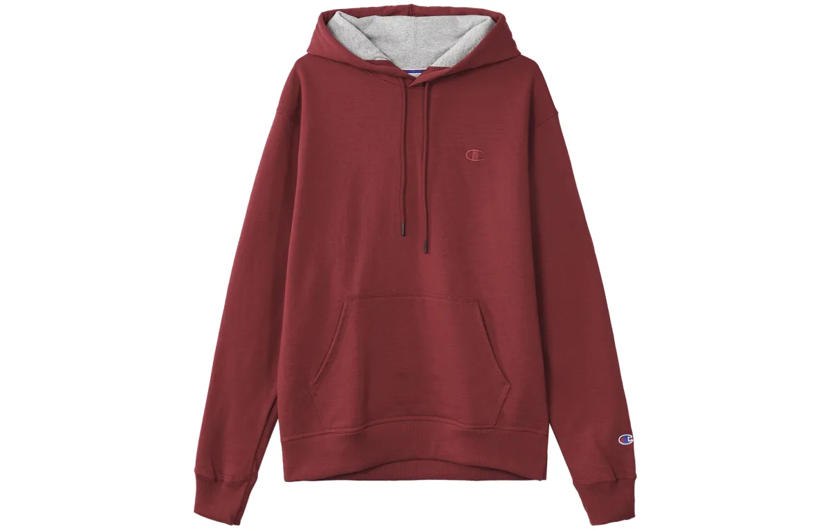 Champion Chest Cuff Double Label Fleece Lined Sweatshirt US Version Unisex Cherry Red