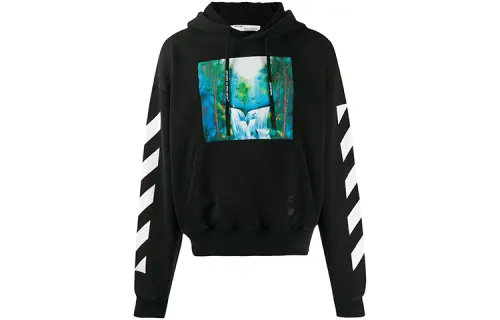 OFF-WHITE graphic-print cotton hoodie