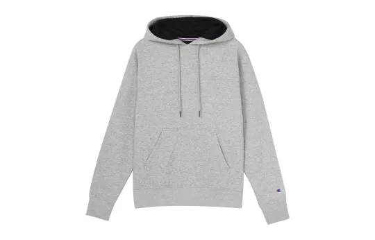 Champion Chest Cuff Double Logo Hoodie Fleece Lined Sweatshirt US Version Unisex Light Gray